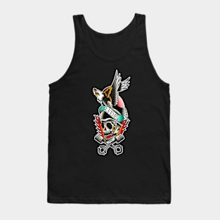 Ride with Eagle and Skull Tattoo Design Tank Top